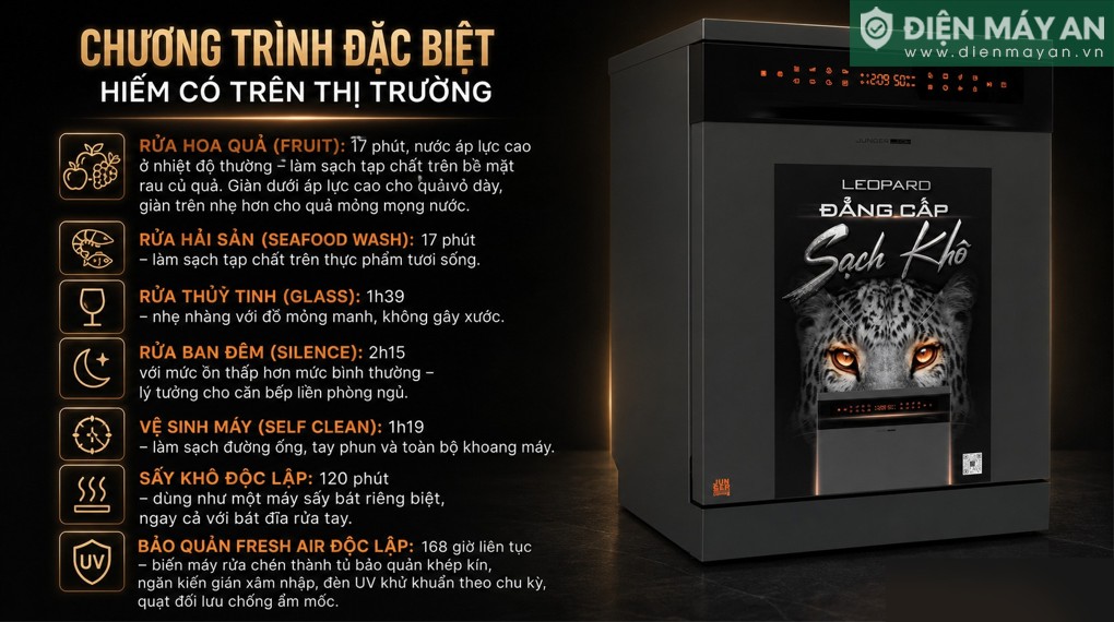 Máy rửa bát độc lập Junger Leopard DWJ-153-PRO


